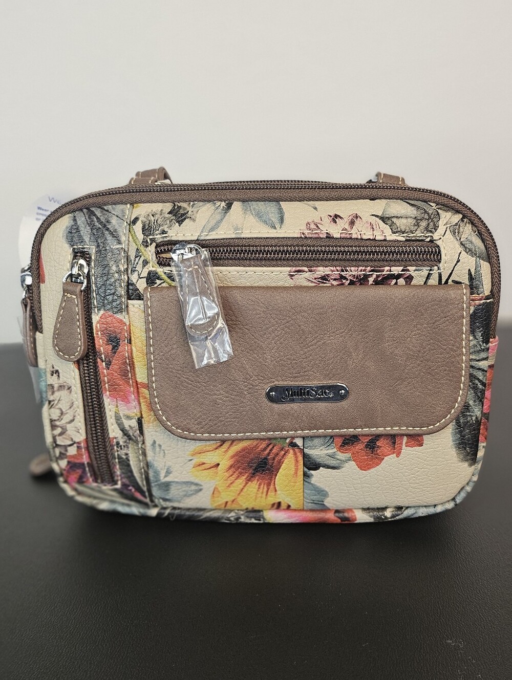 Floral Crossbody Bag in Beige and Brown